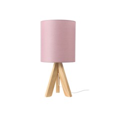 Επιτραπέζιο φωτιστικό ξύλινος τρίποδας με υφασμάτινο αμπαζούρ σε χρώμα Παλ Ροζ Aca | TF176721TPP